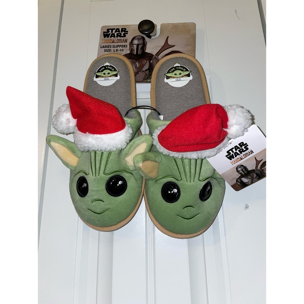 Star Wars the Maldalorian Ladies Slippers The Child Santa Hats Christmas